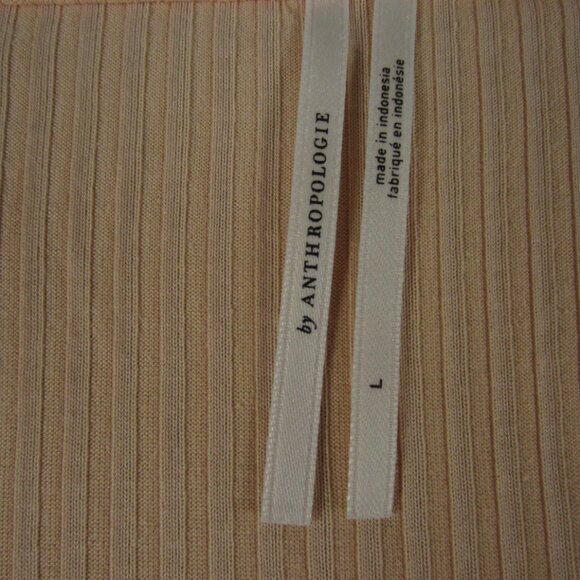 ANTHROPOLOGIE Top Women Size Large Peach Ribbed‎ Knit Puff Shoulder Long Sleeve - Picture 7 of 13